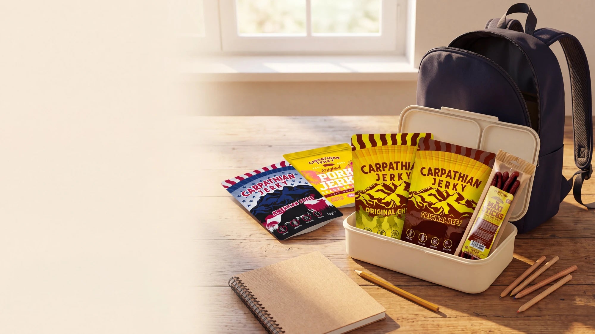 Mix Carpathian Jerky pronto per la pausa a scuola